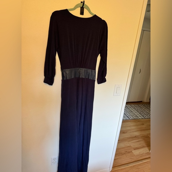 NEW Dayo Women Robe Dress Vegan Leather Waist Wrap Blue Maxi Slit Small NWT - Picture 5 of 9